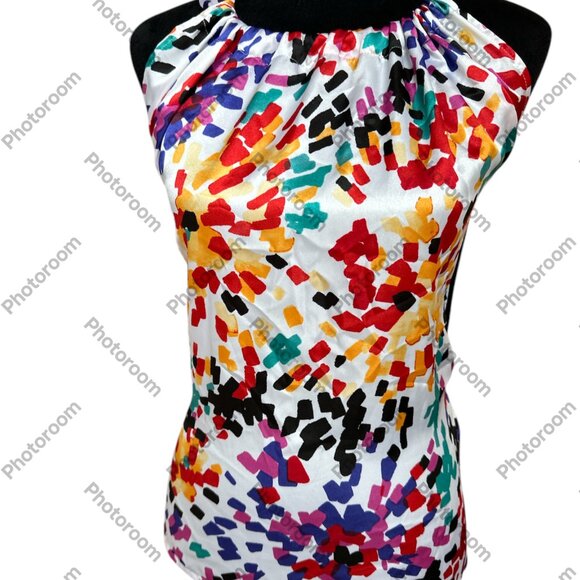 C'Est City Small Multicolor Spotted Mixed Media Halter Style Top - Picture 2 of 7